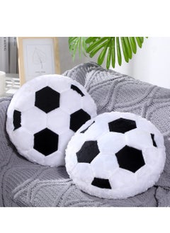 Buy Soccer Throw Pillow, 2Pcs Soft Stuffed Cushion, Sports Toy Pillow, Cute Shaped Sports Decor Round Plush Pillow, Sport Theme Cushion Stuffed Pillow for Bedroom Sofa Decoration Children's Gifts in UAE