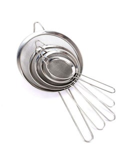 اشتري Set of 5 Sizes Premium Quality Fine Mesh Stainless Steel Strainers with Resting Ear Design Mesh Strainer with Handle for Kitchen Food في السعودية