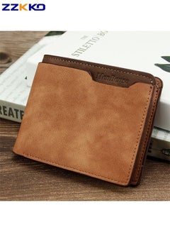 Buy New Men's Frosted Short Elegant Simple Wallet Multifunctional Fashion Casual Business High Quality PU Card Holder Brown in Saudi Arabia