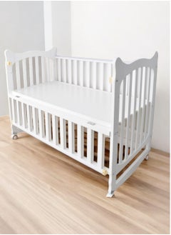 Buy Baby Wooden Bed Attachable With Parents Bedside, 4 Wheels, 120 X 60 CM in Saudi Arabia