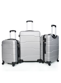 Buy Morano Hard-Side Luggage Set for Unisex Lightweight 4 Double Wheeled Suitcase with Built-In Type Lock (Set of 3 Pcs, Light Grey) in Saudi Arabia