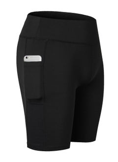 Buy Women Quick Dry Breathable Elastic Shorts Black in Saudi Arabia