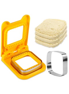 Buy Sandwich Cutter and Sealer, Square Pocket Sandwiches Cutter Uncrustables Maker, Sandwich Cutters for Kids Love Lunchables (Yellow) in Saudi Arabia