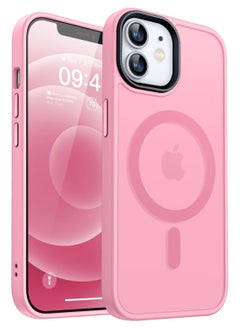 Buy Magnetic Case For iPhone 12/12 Pro Case Compatible with MagSafe Military Grade Protection Shockproof Translucent Matte Case Anti Scratch Shockproof Phone Case (Pink) in Egypt