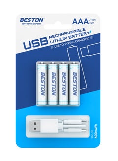 Buy Beston Rechargeable AAA Batteries 600 mWh - USB to Type -C Charging in UAE