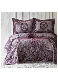 اشتري Espino Dark Claret Red Blanket Set in King size 230x240 cm + pillowcases في الامارات