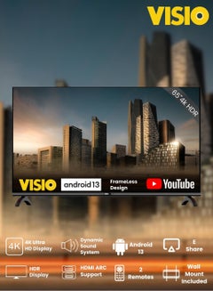 Buy VISIO 65-Inch Frameless 4K Smart Android 13 TV with Built-in Satellite Receiver. in Saudi Arabia