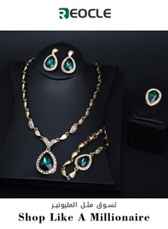 Buy Women's Wedding Bridal Jewelry Set for Brides Bridesmaids, Rhinestone Crystal Teardrop Necklace Earrings Bracelet Jewelry for Party Prom in UAE