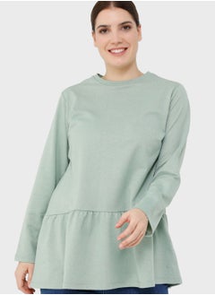 Buy Round Neck Tiered Hem Sweatshirt in UAE