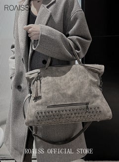 Buy Women's Retro Tote Bag Matte Shoulder Bag Fashion Trend Large Capacity PU Portable Bag Elegant Lady Bag in UAE