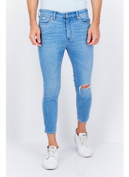 Buy Men Skinny Fit Ripped Denim Jeans, Blue Mid Wash in UAE