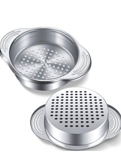 Buy Tuna Strainer Press, 2 Pack Stainless Steel Food Can Sieve Metal Press Lid Canning Colander Oil Drainer Filter for Kitchen Beans Vegetables in UAE