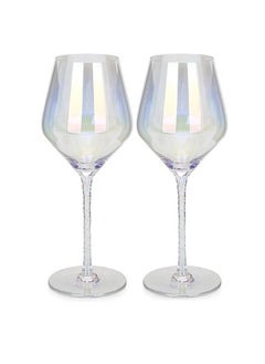 Buy 2 Piece White Wine Glasses Set 450 ml Modern Glassware Set For Kitchen Premium Barware Cocktail Glasses L 8x8 X H 23.5cm in UAE