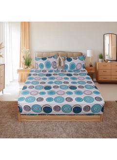 اشتري Status Contract Envogue Cotton Feel Double Bedsheet with 2 Pillow Covers for Bed Room, Home, Hotel-120 GSM (Blue Circles) في الامارات