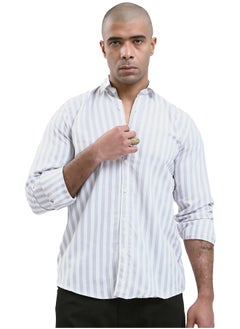 Buy Full Buttons Regular Fit Casual Light Grey Shirt in Egypt