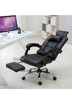 Buy High Back Executive Office Chair- Ergonomic Home Computer Desk Leather Chair, Adjustable Height Reclining Swivel Chair with Footrest in UAE