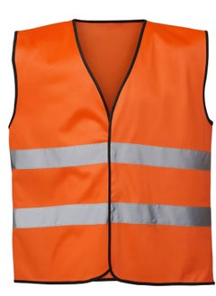 Buy Reflective Safety Vest for Unisex - Large Size, High-Visibility with 2-inch Reflective Strips for Emergency, Construction, and Safety Use, Polyester , Orange in Saudi Arabia