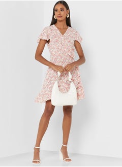 Buy Printed Frilled Detail Dress in Saudi Arabia