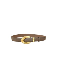 Buy Women Leather Fashion Vintage Thin Belt Ladies Retro Belts with Gold Buckle for Jeans Pants Dresses Skirts Sweater Brown in UAE