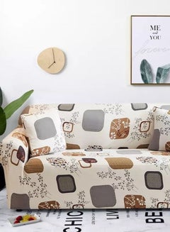 Buy Stretchable Sofa Cover Cube Design Beige Color  1/2/3/4 Seater in UAE