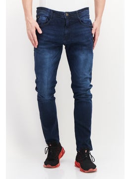 Buy Men Slim Fit Washed Stretchable Jeans, Navy in Saudi Arabia