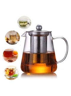 Hand Blowe Borosilicate Glass Teapot Resistant Leaf Tea Transparent Clear 