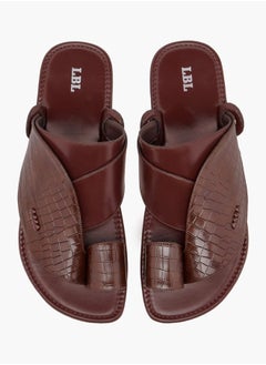 Buy Men Textured Slip-On Arabic Sandals in Saudi Arabia