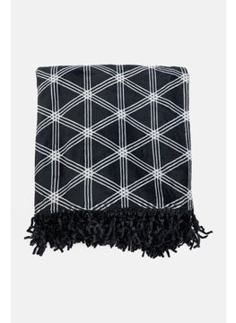 Buy Geometric Printed Plush Throw 127 x 152 cm, Black/White in UAE