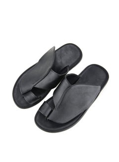 اشتري Slippers For Men, Big Size Comfortable And Memory Foam Sole Arabic Mens Thong Sandals-Black في السعودية