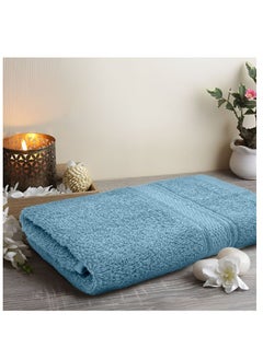 اشتري Daffodil (Light Blue) Premium Hand Towel (40x60 Cm-Set of 1) 100% Cotton, Highly Absorbent and Quick dry, Hotel and Spa Quality Bath linen with Stripe Diamond Dobby-500 Gsm في الامارات