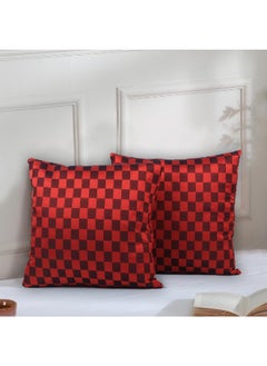 Buy Checkered Red & Black 16x16 Inch Decorative Cushion & Cushion Cover-Set of 2 in UAE