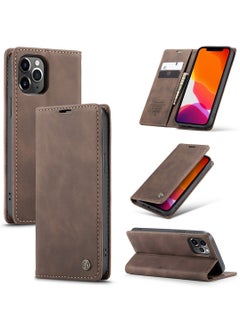 Buy CaseMe iPhone 12 Pro MAX Wallet Case Book Folding Flip Folio Case with Magnetic Kickstand Card Slots Protective Cover - coffee in Egypt