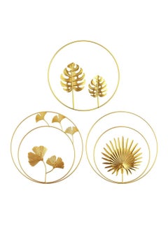 Buy Gold Wall Decor, 3Pcs Gold Metal Wall Art Decor, Gold Ginkgo, Maple, Monstera Leaf Wall Decor for Bedroom, Easy Installation Great for Bedroom Hanging Parts, Hotel Wall Decoration in UAE