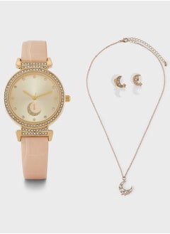 Buy Stone Watch, Earrings And Necklace Gift Set in UAE