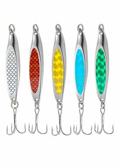 اشتري Fishing Lure Set, 5 Pcs Metal Hooks, Lure Sequins Spoons with Hard Bait, Sea Lake Lure Tool في السعودية