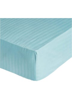 Buy Deyarco Soft Comfort Stripe Microfiber AQUA Fitted Sheet Single 90 x 190 cm in UAE