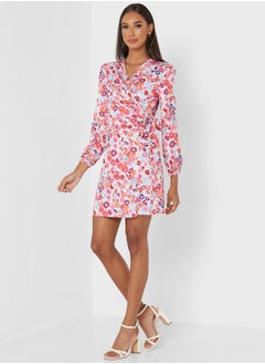 Buy Printed Gathered Detail Dress in Saudi Arabia