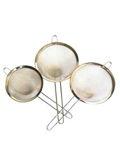 Buy 3-Piece Stainless Steel Strainer Set Silver 15centimeter in UAE