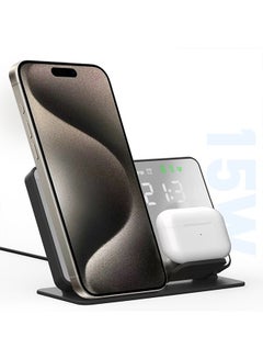 Buy 4 in 1 Fast Charging Station with Digital Alarm Clock quick charging stand changer for Apple Devices in UAE
