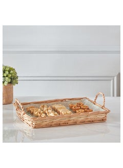 Buy Minimalist 2-Piece Glass Serving Tray Set 27.1x39.5x10.7 cm in UAE