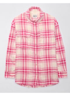 Buy AE Oversized Long-Sleeve Plaid Button-Up Shirt in Egypt