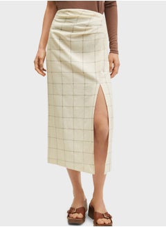 Buy Checked Split Detail High Waist Skirt in Saudi Arabia