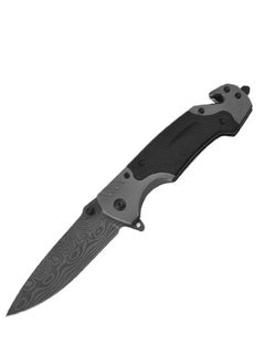 اشتري Multifunctional Stainless Steel Laser Pattern Folding Knife G10 Handle All-Steel Portable Outdoor Folding Knife Outdoor Camping Fruit Knife في السعودية