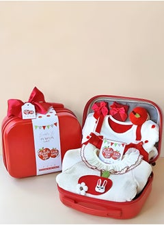 Buy Adorable Apple Themed Newborn Baby Giftset for Girls 0 to 3 Months 7 im 1 in UAE