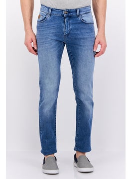 اشتري Men Regular Fit Washed Stretchable Denim Jean, Steel Blue في الامارات