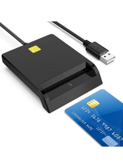 Buy USB Smart Card Reader for ID, Bank, SIM, Chip, IC, and CAC Cards - Plug & Play Compatible with Windows, Linux, and Mac OS 10.5+ in UAE