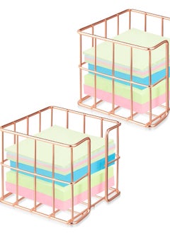 Buy Rose Gold Post Note Holder Set, Elegant Sticky Note Cube Dispenser and Mesh Memo Holder for Desk Organization, Perfect for Home, Office, and School Supplies in UAE