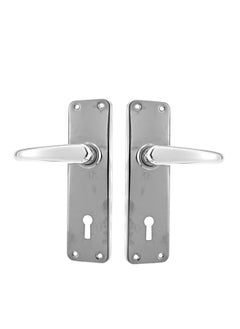 Buy Door Handle Set with Mortise Lock - Chrome Finish Easy-to-Install Keyed Entry Handle Kit Durable Security Solution for Residential Office Doors Includes Installation Screws Spindle Accessories in Saudi Arabia