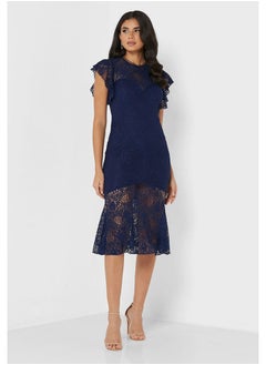 Buy Flutter Sleeve Lace Insert Dress in Egypt