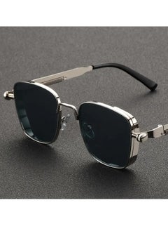 Buy Retro Cool Steampunk Glasses Silvery Square Metal Frame Fashion Glasses For Men Women Outdoor Sports in Saudi Arabia